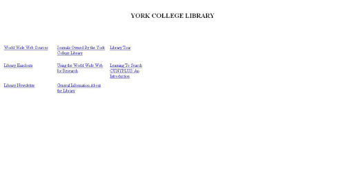 Screenshot of York library website in May 1999
