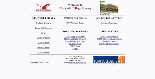 Screenshot of York library website in March 2017